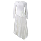 Women's Elegant Slant-Neck High-Waist Mid-Length Fashion Dress Spring 2026 New Style