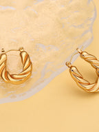 Retro Ins Style Women's Geometric Patterned Titanium Steel Hairpin Earrings Versatile Twist Design Fashionable Accessory