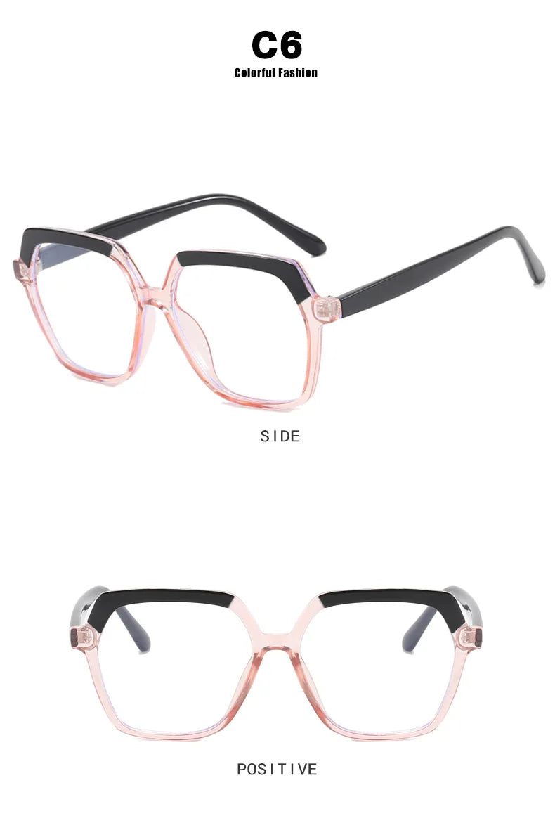 Eye Glasses Frame Fashion Casual Plain Glasses Anti Blue Light Retro Square Eyeglasses without Degrees Colorful Frame Eyewear