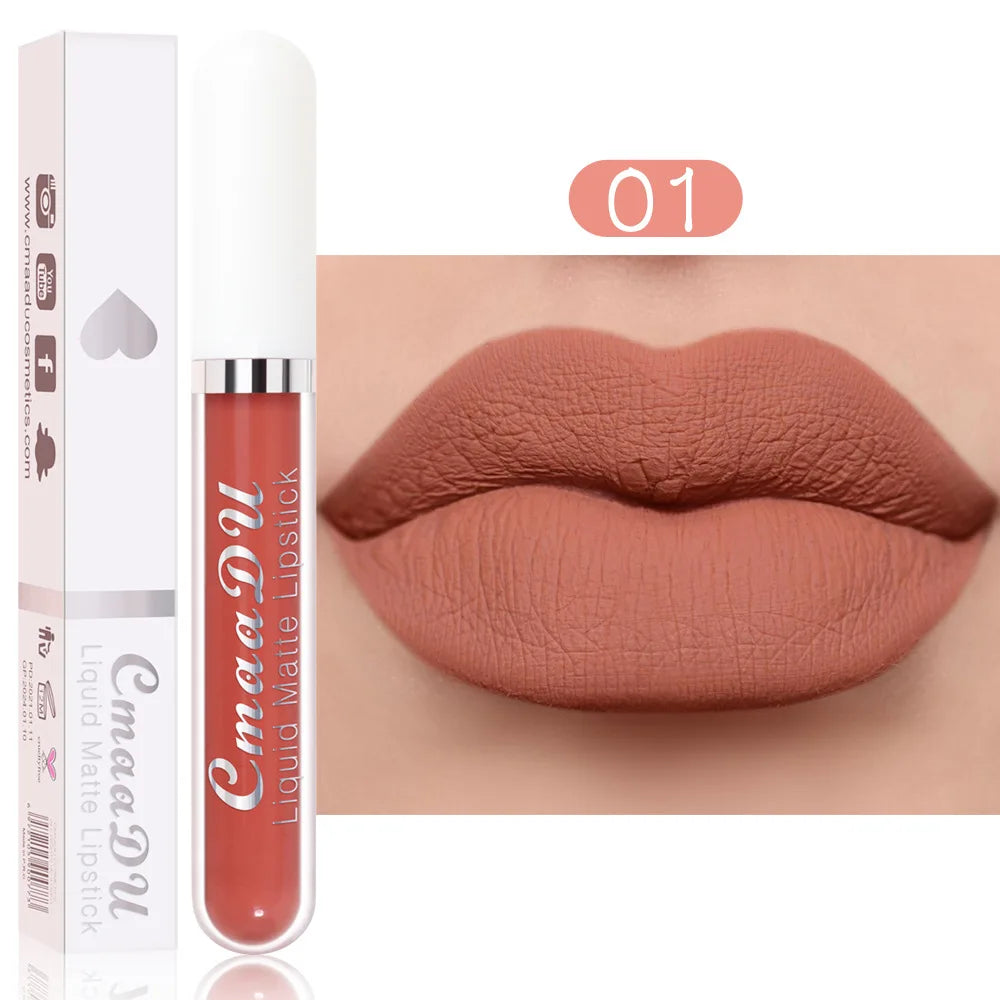 18 Colors Single Velvet Matte Liquid Lipstick Waterproof Non-Stick Waterproof Smudge-Proof Long-Lasting Mist Lip Gloss