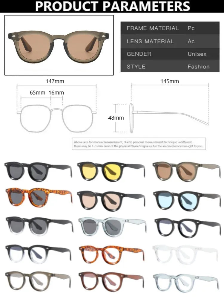 Vintage Punk Square Sunglasses Women Brand Fashion Concave Sun Glasses Men Shades UV400 Olive Green Leopard Rivets Eyewear