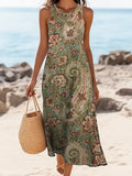 2026 Summer New Retro Paisley Pattern Sleeveless Dress Print Beach Party Dresses Elegant Casual Holiday Female Dress for Women