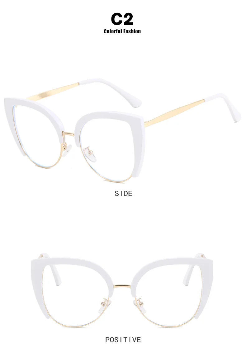 Quality Cat Eye Half Frame Oversized Frame Glasses Anti-blue Light 2023 New Glasses Frame Ins Retro Trend Fashion Glasses 2023
