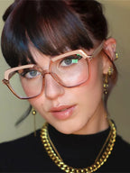Eye Glasses Frame Fashion Casual Plain Glasses Anti Blue Light Retro Square Eyeglasses without Degrees Colorful Frame Eyewear