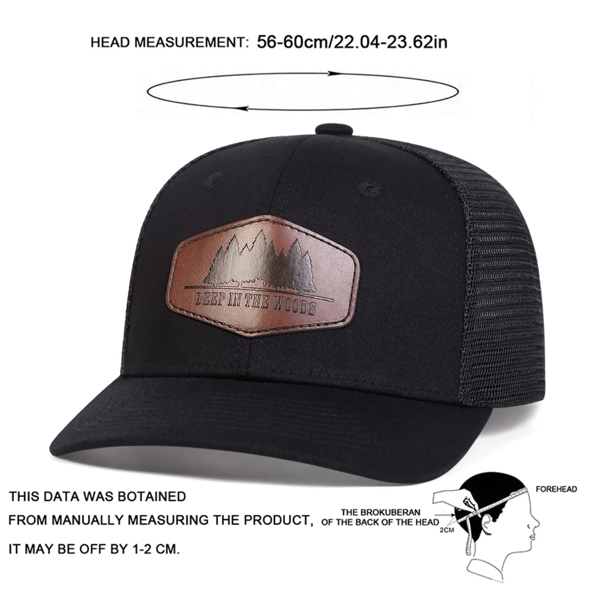 Unisex DEEP IN THE WOODS Leather Label Baseball Net Caps Spring and Summer Outdoor Adjustable Casual Hats Sunscreen Hat