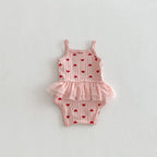 2026 Summer New Baby Sleeveless Sling Bodysuit Cute Infant Girl Heart Print Jumpsuit Cotton Toddler Sling Newborn Clothes 0-24M