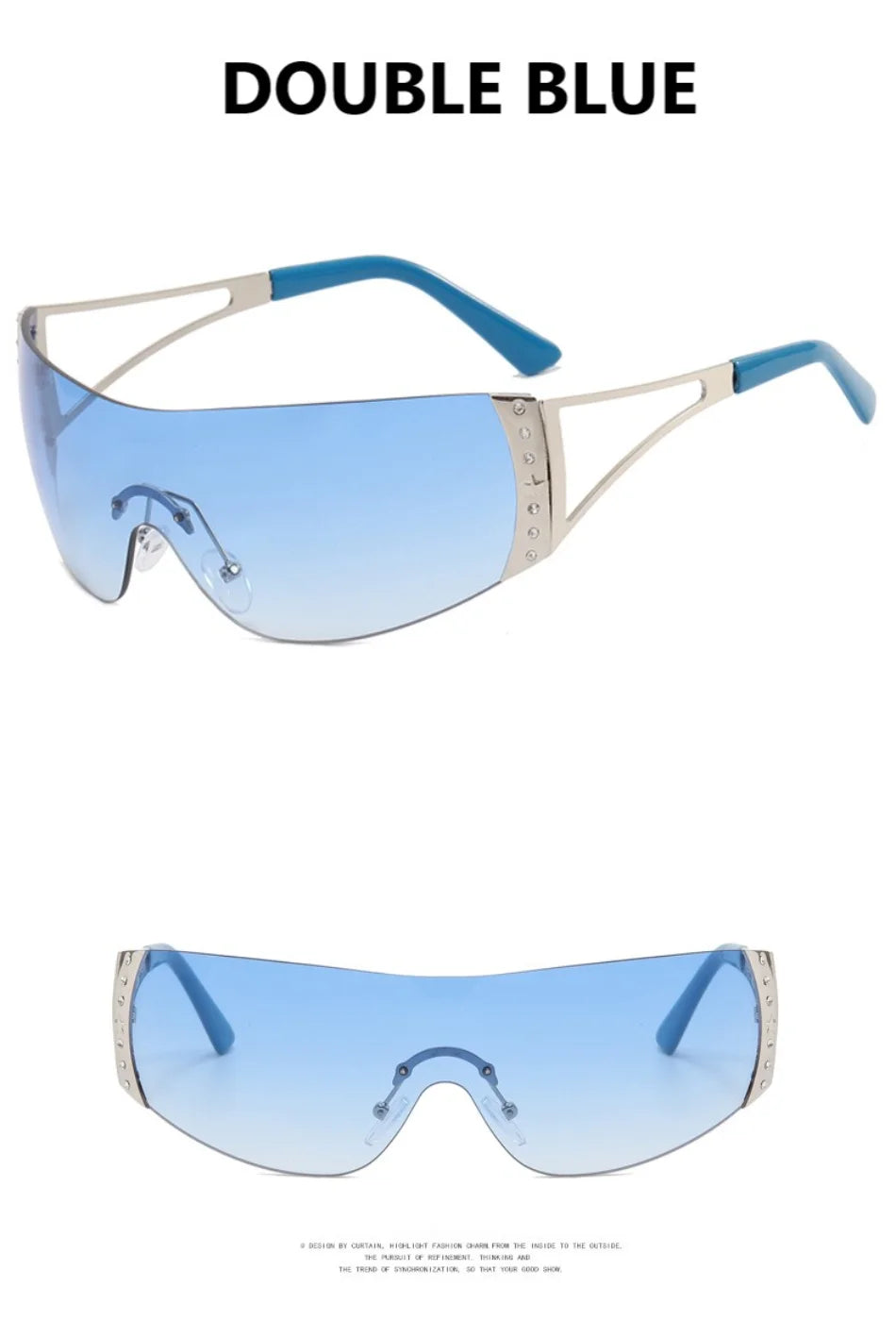Cyberpunk Y2K Sunglasses Women Fashion Rimless One Piece Sun Glasses Men Vintage Shades 2000S Accessories 90S Gradient Glasses