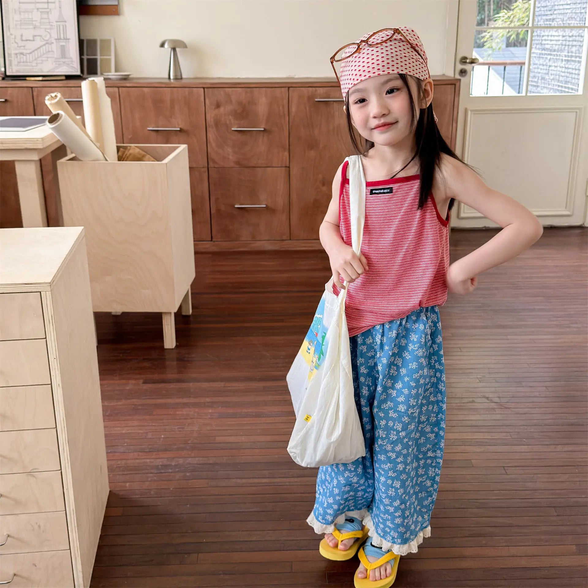 2026 Summer New Children Sleeveless T Shirts Cute Girls Bottoming Shirts Cotton Baby Girl Striped Sling Vest Kids Clothes