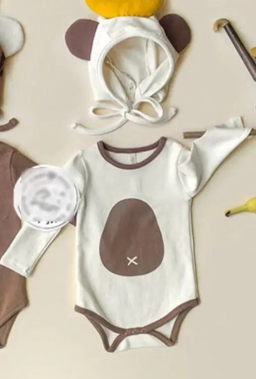 2026 Spring New Baby Long Sleeve Bodysuit + Hat Infant Boy Girl Cute Print Jumpsuit Newborn Toddler Cotton Clothes 0-24M