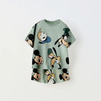 Mickey Mouse Tshirt+Short 2Piece Set Summer Wear Children New Short Sleeve Suit 2026 Summer Kids Cartoon T-shirt Loose Shorts