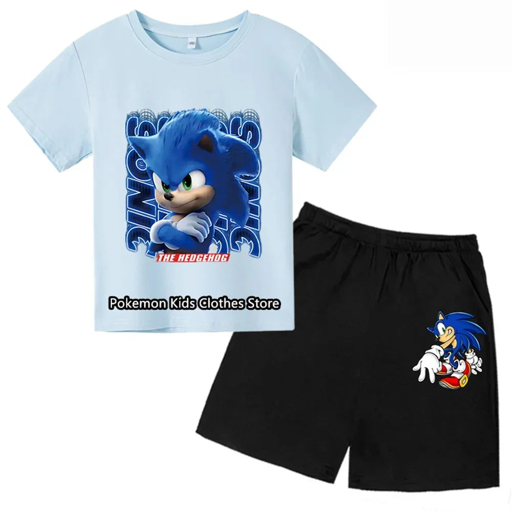 marque tendanceEnsemble de vêtements de sport décontractés pour garçons et filles de 3 à 12 ans, haut à manches courtes + short,