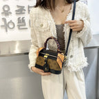 Brand Designer Women's Printed Box Bag Handbags Ladies Retro Patchwork Handbags Wild Portable Shoulder Corssbody Cosmetic Bag