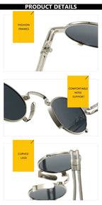 Retro Punk Round Sunglasses Small Frame Unisex 2025 New Trendy Vintage Metal Eyewear Designer Shadow for Women UV400 Protection