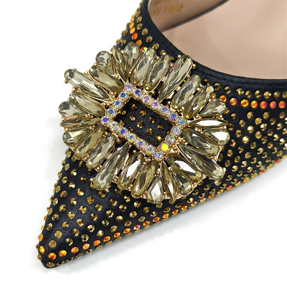 2026 Elegant Nigerian Women's Party Shoes with Medium Heel & Matching Handbag – Pointed Toe Fashion Footwear for Special