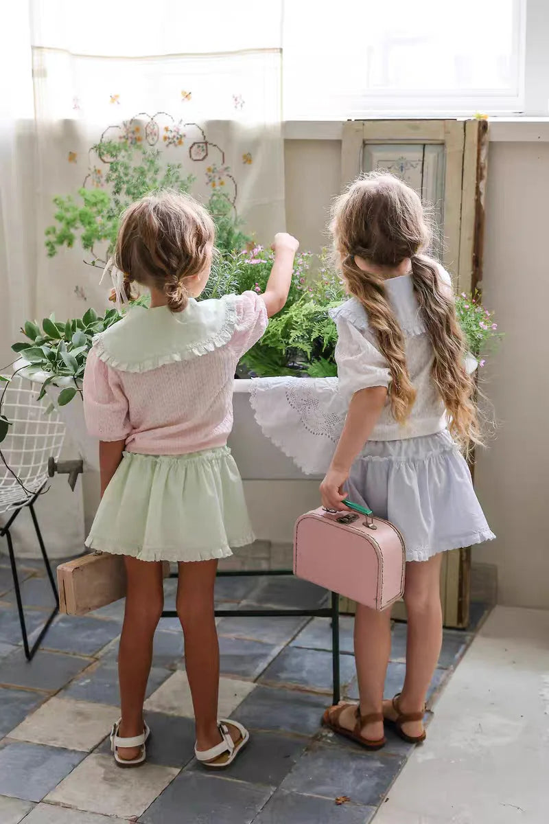 2026 Summer New Girls Cute Lace Short Skirts Cotton Children Preppy Style Princess Dress Baby Girl Sweet Skirts Toddler Clothes