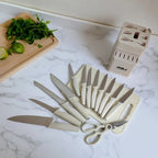 15 Pcs Stainless Steel Kitchen Knife Set with Block & Cutting Board, Ultra Sharp Chef Knives for Home Cooking