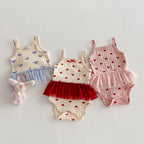 2026 Summer New Baby Sleeveless Sling Bodysuit Cute Infant Girl Heart Print Jumpsuit Cotton Toddler Sling Newborn Clothes 0-24M