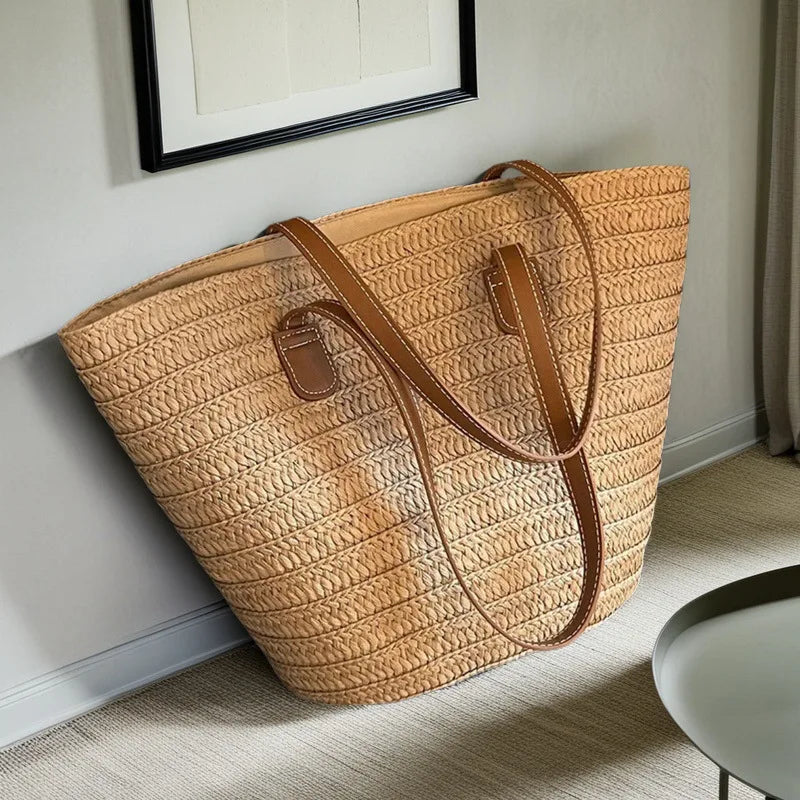 Luxury Designer Summer Beach Party Purses Shopper Tote Bag Women's Large Capacity Shoulder Bag Summer Straw Woven Basket Handbag