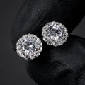 Cubic Zircon Stud Earrings for Women/Men Exquisite Couple Earrings Fancy Anniversary Gift Silver Color Trendy Jewelry