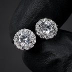 Cubic Zircon Stud Earrings for Women/Men Exquisite Couple Earrings Fancy Anniversary Gift Silver Color Trendy Jewelry