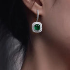 2026 New High End Fashion Trendy Fat Square Emerald Zircon Earrings Princess Light Luxury Premium Pendant Jewelry Accessories
