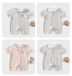 New Summer Newborn Baby Striped Romper Sailor Collar Jumpsuit Thin Breathable Baby Air Conditioner Infant Clothes