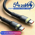 120W Fast Charge Cable  PD Quick Charging High Quality USB C TO USB Type C Cable For iPhone Xiaomi 17 Plus Pro Max Samsung S24