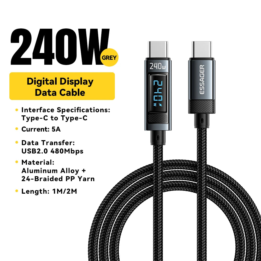 Essager 240W USB Type C To USB C Cable 100W PD 3.1 Fast Charging Charger Wire For iPhone 15 Pro max Macbook Pro Xiaomi Samsung