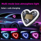 Car solar triangle window peach heart love atmosphere light car modification neon light USB heart light