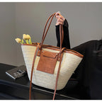 Handmade Beach Vacation Straw Woven Bag For Women Single-Shoulder Summer Straw Beach Bags Shopper Baskets Bohemian Large Tote Ba