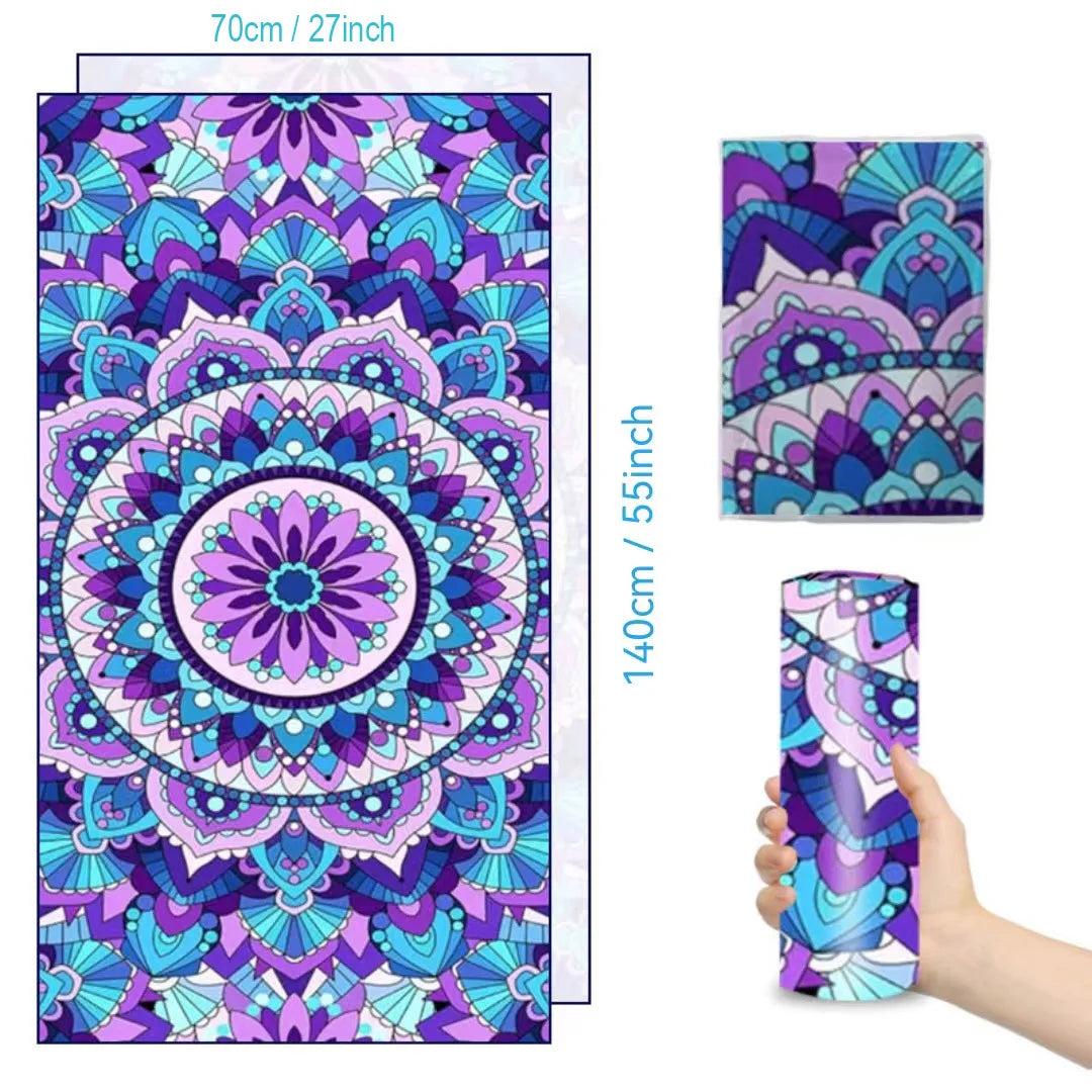 Microfiber Beach Towel Absorbent Bath towel big Quick-drying sunscreen for Adults Travel Swimming Pool Purple Flower Pattern