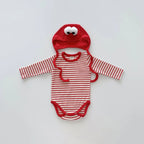 2026 Spring New Baby Long Sleeve Bodysuit + Hat Infant Girls Cute Thin Striped Jumpsuit Newborn Toddler Cotton Clothes 0-24M
