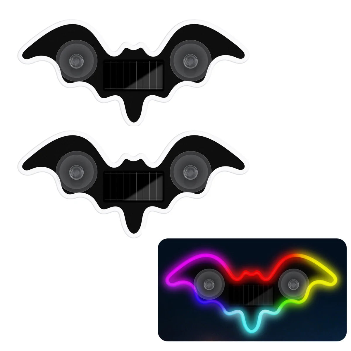 1/2pcs Cool Bat Solar Powered Car Neon Light Wireless Led Ambient Light Suction Cup USB Rechargeable Atmosphere Breathing Lamp