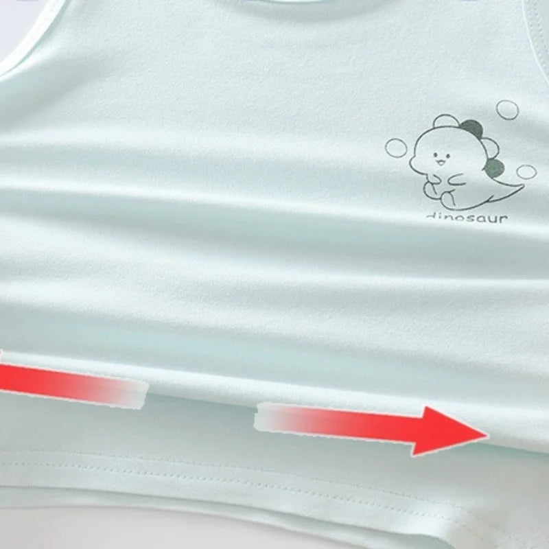 Baby Lightweight Vest 2pcs Outfit Infant Clothes Sleeveless Cartoon Tank Top+Shorts Set Breathable Unisex Toddler Playsuits