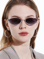 Vintage Half Frame Cat Eye Sunglasses Women Fashion Metal Glasses Punk Trendy Sun Glasses Female Shades for Famale Eyewear Uv400