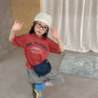 2026 Summer New Children Short Sleeve T Shirts Cotton Boys Letter Print Casual Tee Baby Girls O-neck Loose Tops Kids Clothes