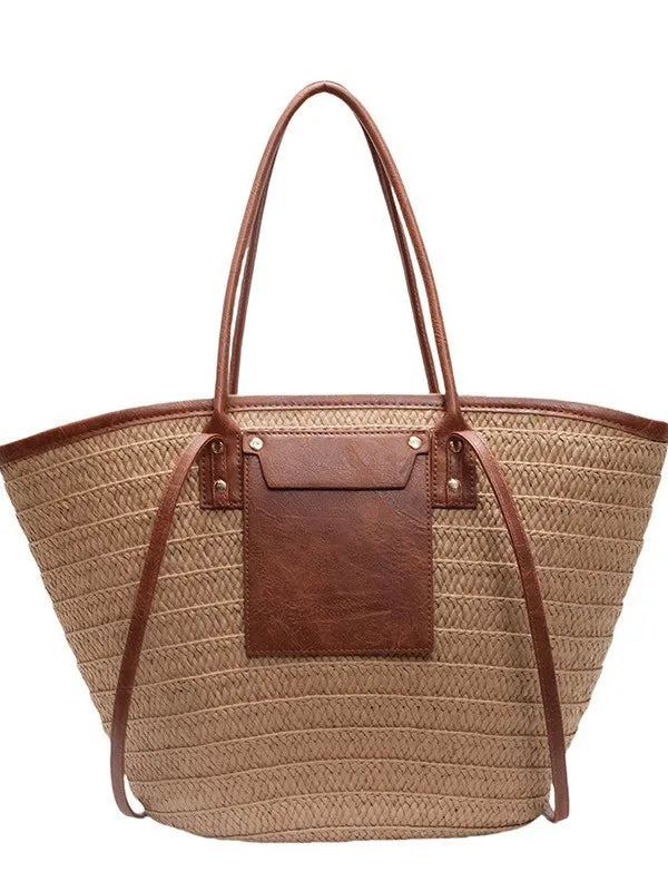 Handmade Beach Vacation Straw Woven Bag For Women Single-Shoulder Summer Straw Beach Bags Shopper Baskets Bohemian Large Tote Ba