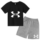 enfants en 2 piècesT-shirt et short de sport à manches courtes pour enfants avec logo imprimé - Ensemble de vêtements de sport