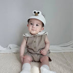 2026 Summer New Baby Sleeveless Bodysuit Cotton Infant Boy Girl Solid Sailor Collar Jumpsuit Newborn Toddler Clothes 0-24M