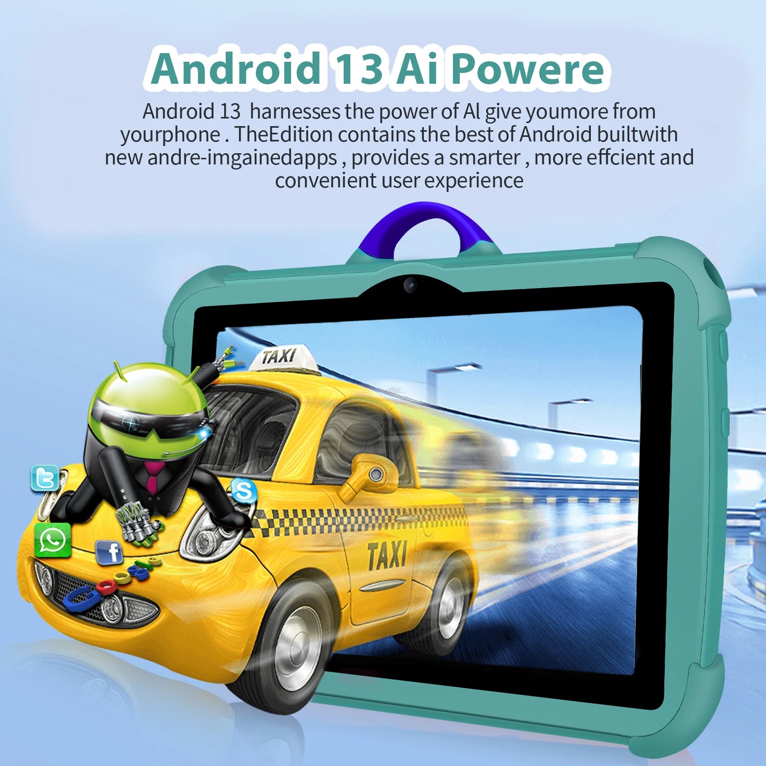 [New Arrivals] Kids Tablet 7 inch Android 13 Bluetooth WiFi HDScreen with Protective Case Parental Control System Dual Cameras Pre Installed Educational Apps Ideal Learning Tablet for Boys and Girls Pink Blue Best Gift For Ki