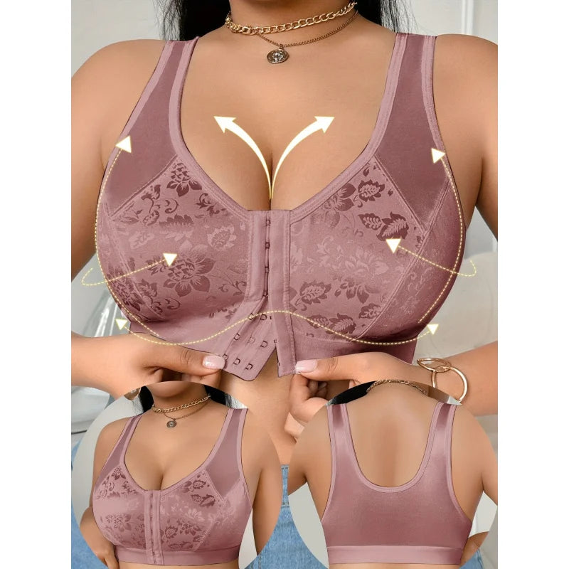 A Solid Color Plus Size Women's Bra Crop Sleep Top Featuring a Front Button And Back Design, Made from Soft And Comfortable
