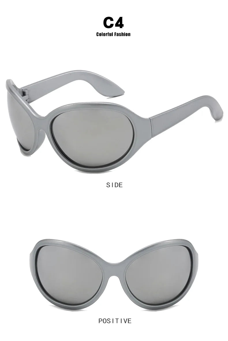 Oversized Y2K Steampunk Sunglasses Women Luxury Brand Designer Oval Sun Glasses Men Cyber Punk Eyewear Shades De Sol Oculos