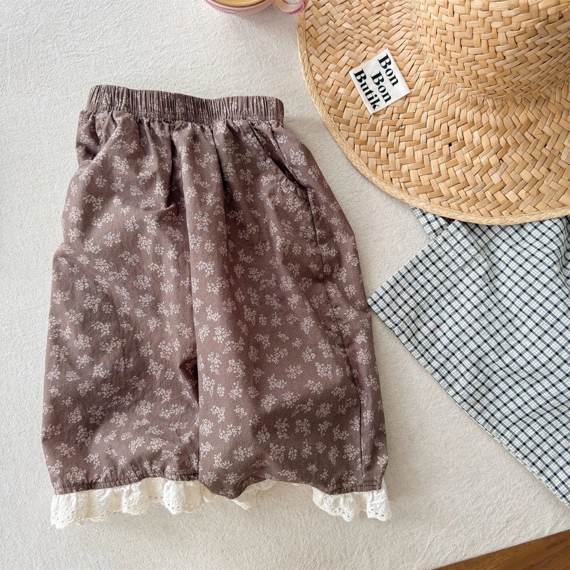 2026 Summer New Girls Lace Wide Leg Pants Toddler Thin Casual Pants Baby Girl Floral Mosquito Proof Pants Cotton Kids Clothes
