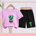 Children's Set Summer Suitable for Both Boys and Girls -Round-neck Cartoon Anime Sports T-Shirt Baby Short-Sleeved Shorts (Set)