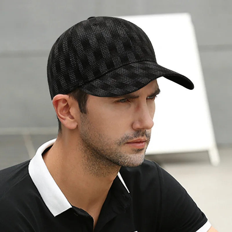 Outdoor Leisure Adjustable Baseball Cap Casual Sun Hat Plaid Sunscreen Duck Tongue Cap Fashion Rebound Cap