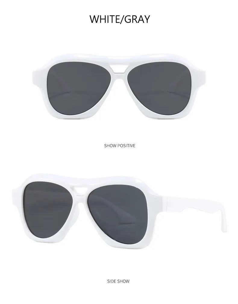 Retro Double Beam Sunglasses Women Brand Designer Glasses New Ins Fashion Personalized Gradient Eyewear Men Eyeglasses UV400