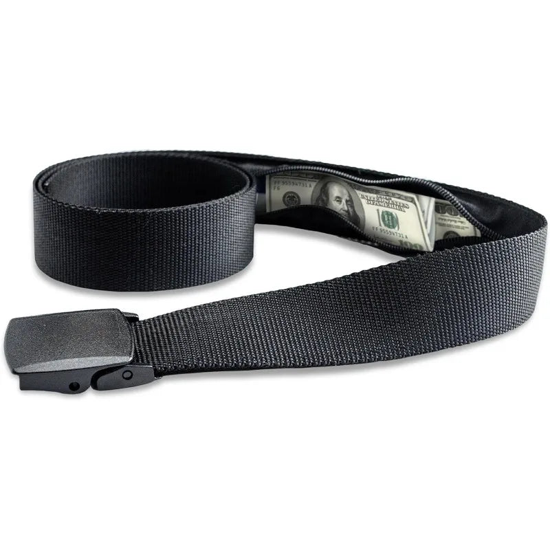 Travel Security Belt with Hidden Pocket Adjustable Cash Strap Slim Waist Wallet for Passport Money Anti-Pickpocket Waist Bag