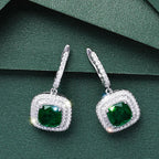 2026 New High End Fashion Trendy Fat Square Emerald Zircon Earrings Princess Light Luxury Premium Pendant Jewelry Accessories
