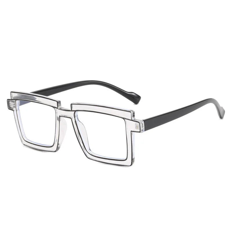 Retro Personality Rectangular Glasses Frame Woman Man Brand Designer Fashion Square Eyeglasses TR90 Eyewear with Pouch & Cloth