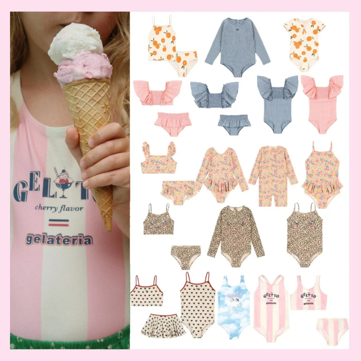 2026 New KS Baby Girls Swimwear One Piece Summer Kids Beach Wear Girls Swimsuit Monokini Children Ruffle Princess Bikinis Sets